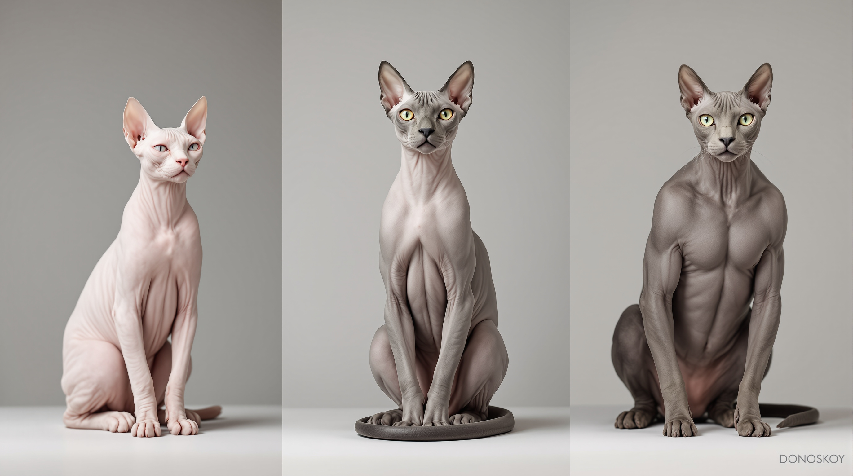 Comparison of three hairless cat breeds